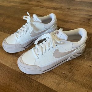 Womens nike court legacy lift white/mauve shoes